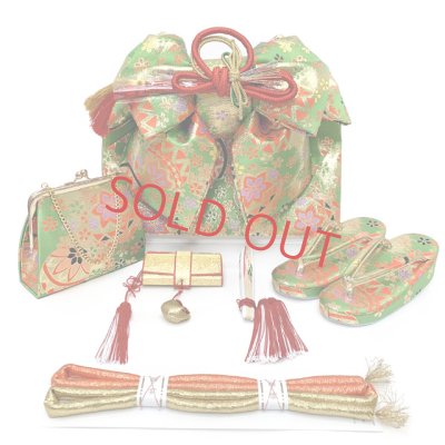 画像6: 七五三 7歳 着物セット 正絹 女の子 本絞り 刺繍柄 絵羽柄の子供着物 コーデセット【ピンク、鈴】