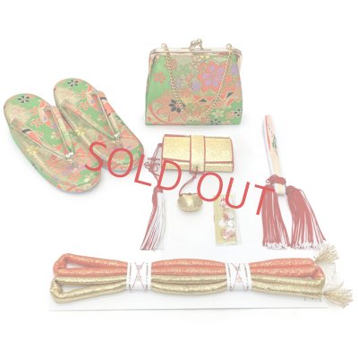 画像7: 七五三 7歳 着物セット 正絹 女の子 本絞り 刺繍柄 絵羽柄の子供着物 コーデセット【ピンク、鈴】