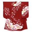 画像2: 七五三 着物 7歳 女の子 正絹 絞り染 本絞り 金駒刺繍 絵羽付け 四つ身の着物【赤、鞠】