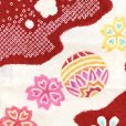 画像5: 七五三 着物 7歳 女の子 正絹 絞り染 本絞り 金駒刺繍 絵羽付け 四つ身の着物【赤、鞠】