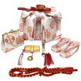 画像6: 七五三 7歳 女の子用 着物セット 正絹 女の子 絞り染 金駒刺繍 絵羽柄の子供着物 コーデセット【赤、鞠】