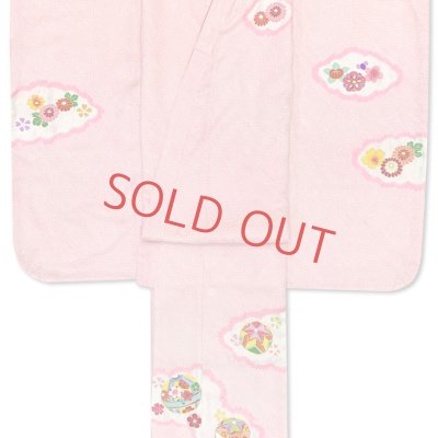 画像3: 七五三 着物 7歳 女の子 日本製 正絹 絞り染 本絞り 金駒刺繍 絵羽付け 四つ身の着物【ピンク、束ね熨斗】