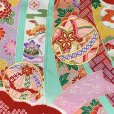 画像6: 七五三 着物 7歳 女の子 日本製 正絹 金駒刺繍 絵羽付け 四つ身の着物【浅葱色、熨斗に鞠】