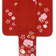 画像3: 七五三 着物 7歳 女の子 日本製 正絹 絞り染 本絞り 刺繍入り 絵羽付け 四つ身の着物【赤、菊と桜】