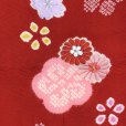 画像5: 七五三 着物 7歳 女の子 日本製 正絹 絞り染 本絞り 刺繍入り 絵羽付け 四つ身の着物【赤、菊と桜】