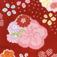 画像6: 七五三 着物 7歳 女の子 日本製 正絹 絞り染 本絞り 刺繍入り 絵羽付け 四つ身の着物【赤、菊と桜】