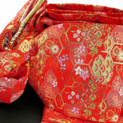 画像7: 七五三 7歳 女の子 着物セット 正絹 本絞り 刺繍入り 絵羽柄の子供着物 作り帯セット「黄色 桜に蝶」