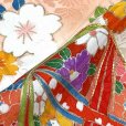 画像7: 七五三 7歳 女の子用 日本製 正絹 手描き ぼかし染め 金駒刺繍 絵羽付け 四つ身の着物 襦袢 伊達衿付き【シャーベットオレンジ、鞠と牡丹】