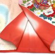 画像9: 七五三 7歳 女の子用 日本製 正絹 手描き ぼかし染め 金駒刺繍 絵羽付け 四つ身の着物 襦袢 伊達衿付き【シャーベットオレンジ、鞠と牡丹】