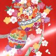 画像5: 七五三 7歳 女の子用 正絹 日本製 絵羽付け 金駒刺繍 四つ身の着物 襦袢 伊達衿付き【赤、鈴】