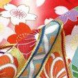 画像7: 七五三 7歳 女の子用 正絹 日本製 絵羽付け 金駒刺繍 四つ身の着物 襦袢 伊達衿付き【赤、鈴】