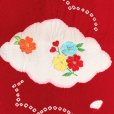 画像4: 七五三 7歳 着物 女の子用 日本製 正絹 本絞り 総刺繍 絵羽付け 四つ身の着物【赤、ねじり花と雲】 (4)