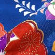 画像3: 七五三 着物 正絹 フルセット 7歳 女の子  手描 盛金加工 金駒刺繍 古典柄 絵羽付け着物と結び帯セット【群青、松竹梅】