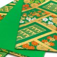 画像4: 七五三 袋帯 正絹 桐生織 こども・ジュニア用 日本製 全通の女の子用祝帯 仕立て上がり【緑、小花と浪・亀甲】