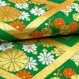 画像5: 七五三 袋帯 正絹 桐生織 こども・ジュニア用 日本製 全通の女の子用祝帯 仕立て上がり【緑、小花と浪・亀甲】
