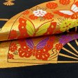 画像5: 袋帯 桐生織 正絹 全通 七五三 7歳、ジュニア 女の子用祝帯 日本製 仕立て済み【黒地、扇】