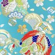 画像2: 西陣織 袋帯 正絹 こども・ジュニア用 日本製 全通の女の子用祝帯 仕立て上がり 七五三 十三参りに【水色系、鶴と桜】