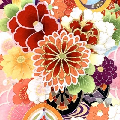 画像6: ジュニア 振袖 絵羽柄 145cm-158cm向け 長襦袢付き 合繊 小学校の卒業式 十三参り お正月に【水色ｘ橙、熨斗に花爛漫】