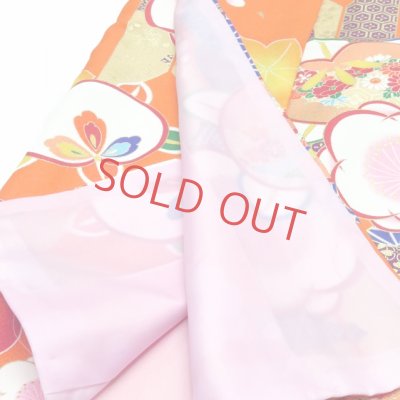 画像4: ジュニアサイズ 振袖  和がままブランド 小紋柄 150サイズ  合繊 お正月 卒業式袴に【オレンジ 梅と橘に矢羽根】