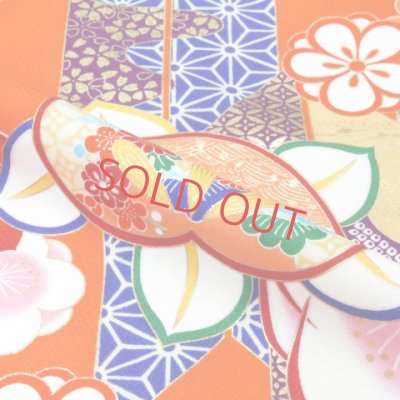 画像5: ジュニアサイズ 振袖  和がままブランド 小紋柄 150サイズ  合繊 お正月 卒業式袴に【オレンジ 梅と橘に矢羽根】