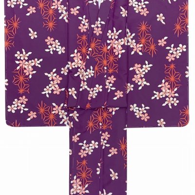 画像3: 振袖セット ジュニア小紋柄振袖 150サイズ その他小物6点セット 成人式 お正月 十三詣りに【紫、桜と麻の葉】