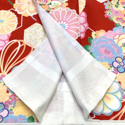 画像7: ジュニアサイズ 振袖 小紋柄 150サイズ 合繊　お正月 卒業式袴に【赤、古典柄】