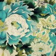 画像4: ジュニアサイズ 振袖 小紋柄 150サイズ 合繊　お正月 卒業式袴に【生成りｘ青緑系、花車】 (4)