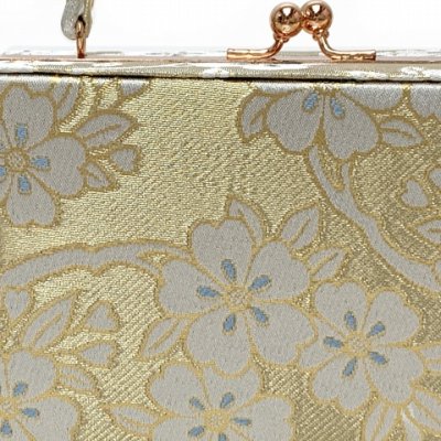 画像3: 七五三 7歳 子ども用 草履バッグセット 華徒然ブランド 表地正絹帯生地バッグと草履【ゴールド、梅花】