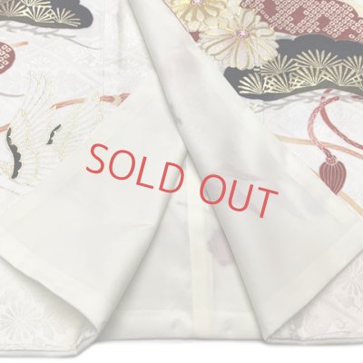 画像5: 七五三 7歳 着物 正絹 フルセット 女の子 ブランド「紅一点」 四つ身 作り帯のセット【生成り系、源氏車】