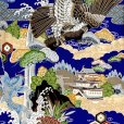 画像4: 男の子 でんちセット ウール  日本製 赤ちゃんの着物 ちゃんちゃんこセット【青系、鷹と昇り鯉】