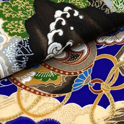 画像5: 男の子 でんちセット ウール  日本製 赤ちゃんの着物 ちゃんちゃんこセット【青系、鷹と昇り鯉】