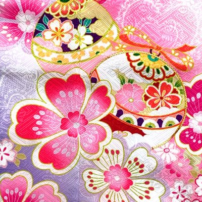 画像3: 七五三 着物 7歳 フルセット 絵羽柄の7歳女の子用着物(合繊)と結び帯・小物セット【ファンタジー・ホワイト】