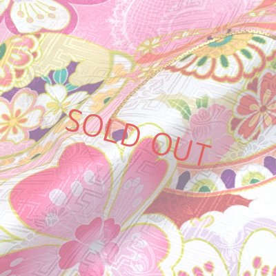 画像4: 七五三 着物 フルセット 7歳 女の子 絵羽柄 子供着物 結び帯セット 合繊【ファンタジー・ホワイト、鈴と桜】