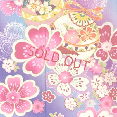 画像4: 七五三 着物 7歳 セット 幻想的な柄の子供着物 結び帯コーデセット(合繊)【ファンタジー・ブルー、鈴と桜】