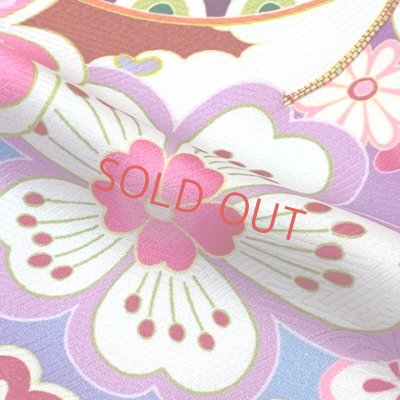 画像5: 七五三 着物 7歳 セット 幻想的な柄の子供着物 結び帯コーデセット(合繊)【ファンタジー・ブルー、鈴と桜】