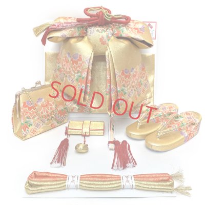 画像6: 七五三 着物 7歳 セット 幻想的な柄の子供着物 結び帯コーデセット(合繊)【ファンタジー・ブルー、鈴と桜】