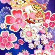 画像4: 七五三 着物 7歳 セット 幻想的な柄の子供着物 結び帯コーデセット(合繊)【ファンタジー・パープル、鈴と桜】