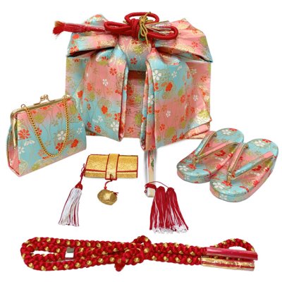 画像6: 七五三 着物 フルセット 7歳 女の子 絵羽柄 子供着物 結び帯セット 合繊【ファンタジー・パステルクリーム】