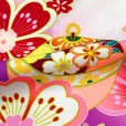 画像4: 七五三 着物 7歳 セット 幻想的な柄の子供着物 結び帯コーデセット(合繊)【ファンタジー・ホワイト21、鈴と桜】