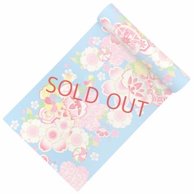 画像4: 子供着物の反物(合繊)を七五三 7歳女の子用の着物にお仕立てしてお届けします 襦袢付き【水色、桜爛漫・鞠】