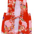 画像2: 女の子 でんちセット ウール  日本製 赤ちゃんの着物 ちゃんちゃんこセット【レッド、鶴と菊】