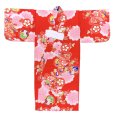画像3: 女の子 でんちセット ウール  日本製 赤ちゃんの着物 ちゃんちゃんこセット【レッド、鶴と菊】