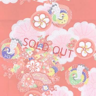 画像4: 女の子 でんちセット ウール  日本製 赤ちゃんの着物 ちゃんちゃんこセット【レッド、鶴と菊】