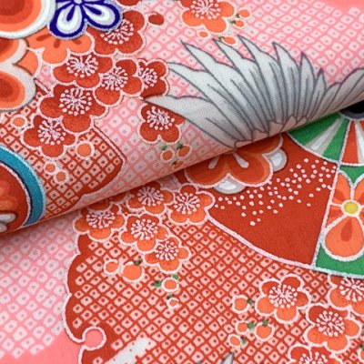 画像5: 【少し訳あり】女の子 でんちセット ウール  日本製 赤ちゃんの着物 ちゃんちゃんこセット【ピンク、夫婦鶴】