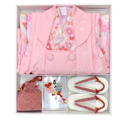 画像10: 七五三 3歳 着物 セット 女の子  KAGURA カグラ ブランド 被布コートセット（合繊）【ローズピンク系、古典柄】