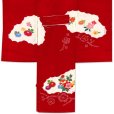 画像2: お宮参り 女の子 着物 正絹 本絞り 日本製 赤ちゃんのお祝い着(初着 産着) 襦袢付き【赤、雲に鞠】