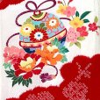 画像7: お宮参り 女の子 着物 正絹 本絞り 日本製 赤ちゃんのお祝い着(初着 産着) 襦袢付き【赤、雲に鞠】