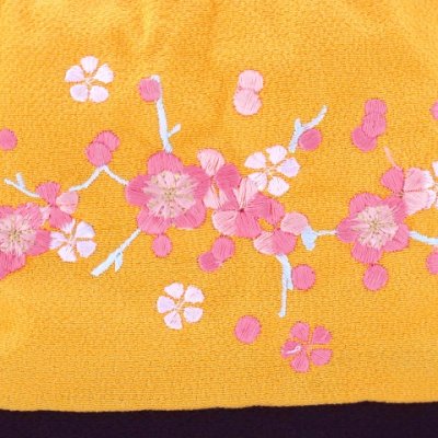 画像2: 巾着 卒業式に 刺繍柄巾着 和装バッグ 単品【黄色ｘ黒、桜】