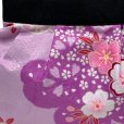 画像2: 和柄の手提げ和柄ミニバッグ 手提げ袋 ポーチ 着物や浴衣姿に【紫、桜】 (2)