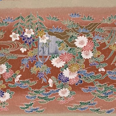 画像3: 【アウトレット 美品】 反物 小紋 生地反物 東レ シルック ポリエステル 未仕立て ポリエステル 綸子【茶系ぼかし、茶屋ヶ辻】